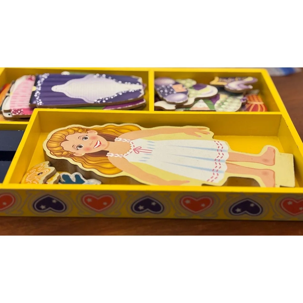 Melissa & Doug Magnetic Dress-Up Princess Elise Wood Multicolor  7 outfits Good!